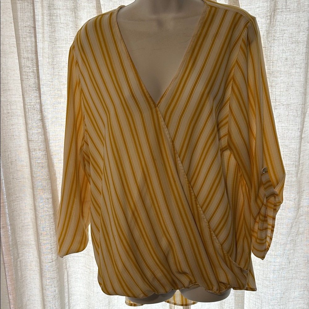 West Kei Yellow and White Striped Blouse